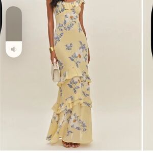 Reformation Yellow and Blue Floral Maxi Dress